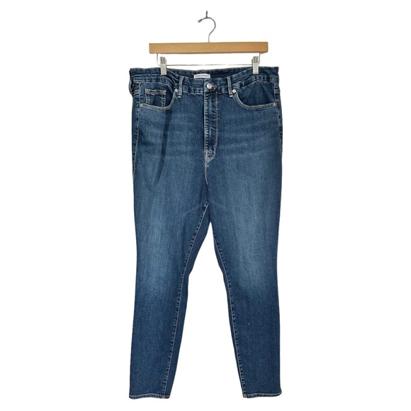 Good American Good Legs Crop High Rise Skinny Jeans Distressed Blue 345 Size 20 - Picture 12 of 13